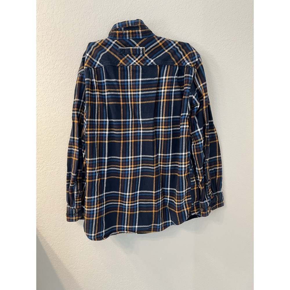 Duluth Trading Shirt Men M Blue Flannel Plaid Button Down Outdoor Heavy Thick - Picture 2 of 5